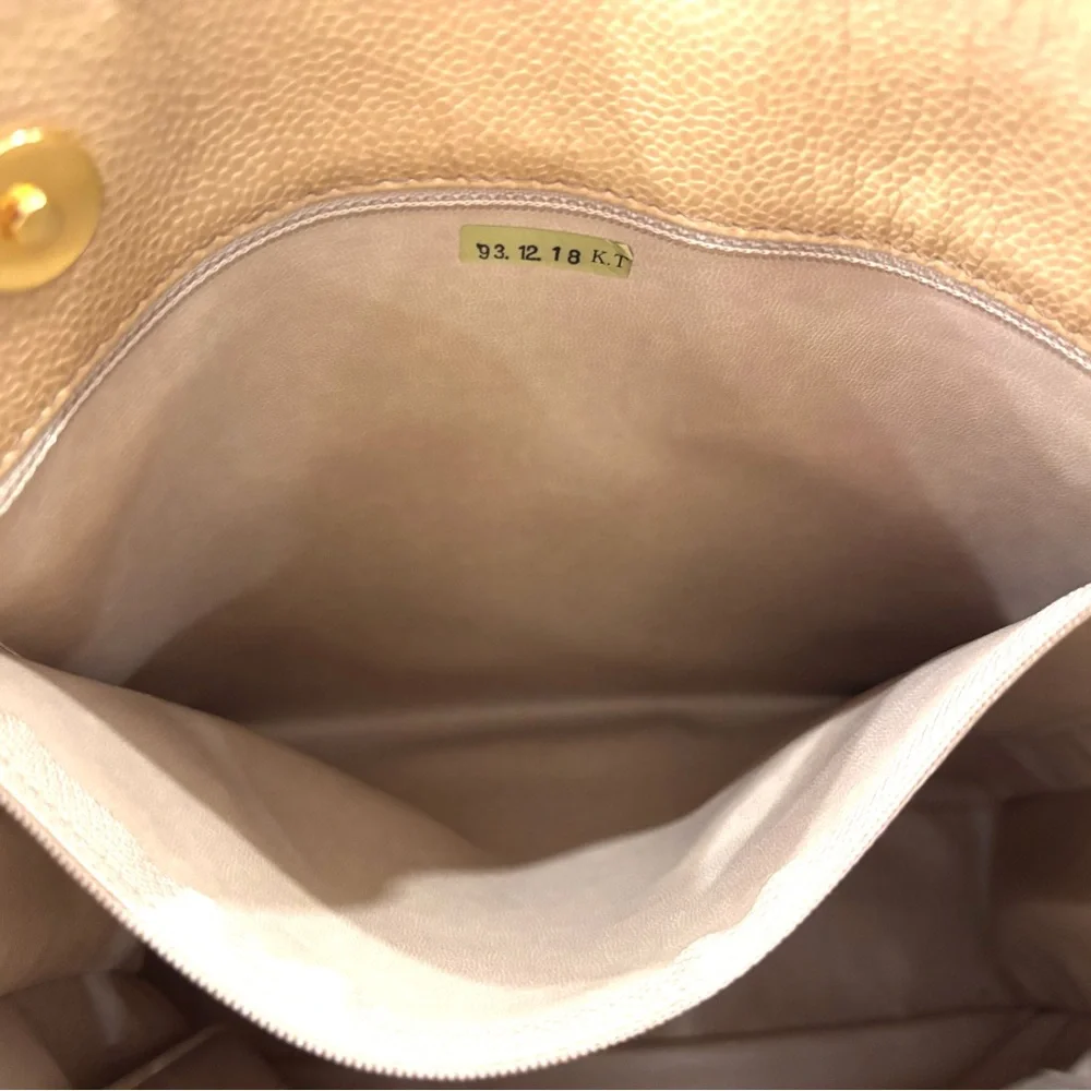 Authentic CHANEL brown caviar leather coco mark tote